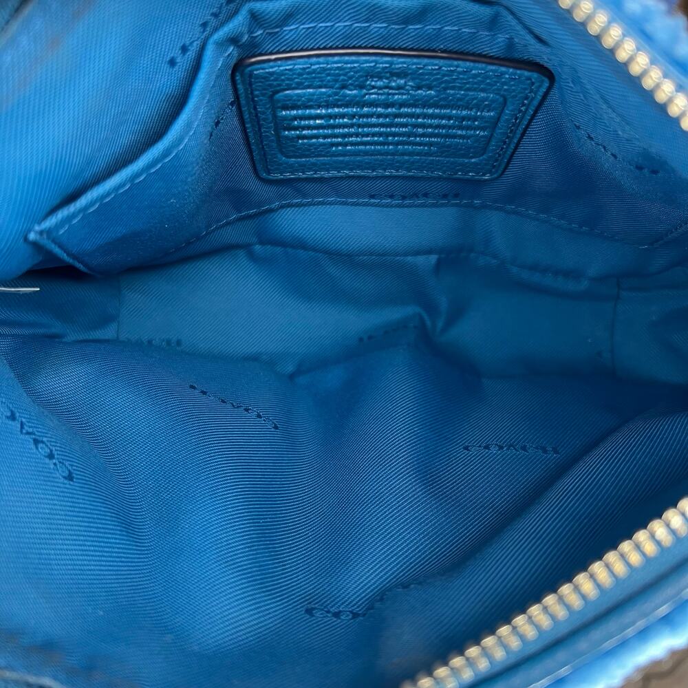 Coach Small Rhyder Pochette Blue Shearling Leather Crossbody Bag 36490 - Picture 7 of 12